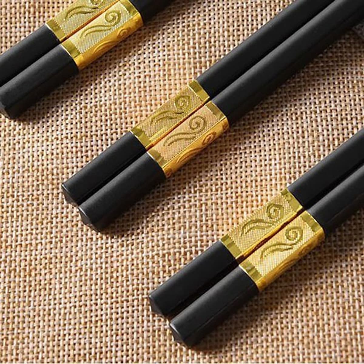Đũa - Combo 30 đôi đũa khảm vàng - Đũa ăn viền vàng - đũa ăn cơm - đũa ăn đen viền vàng