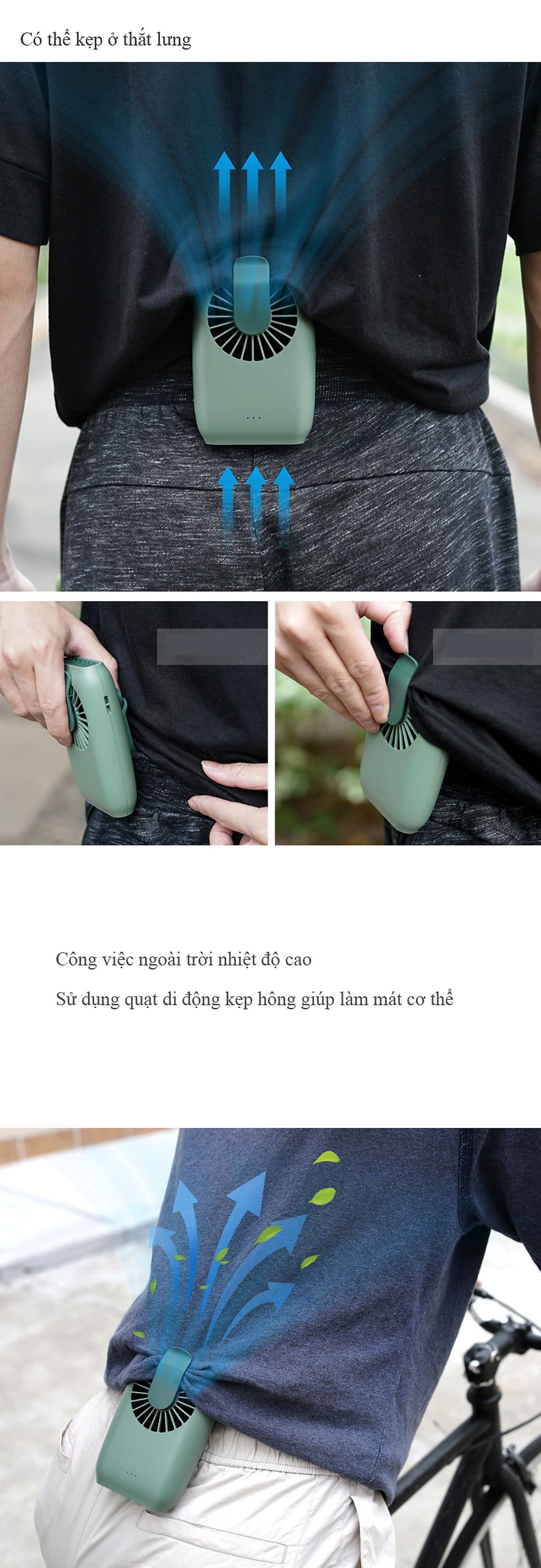 Quạt Treo Eo Lưng Kèm Dây Đeo Tích Hợp Sạc Thích Hợp Với Mọi Hoạt Động Làm Việc Giải Trí Subara GF-22