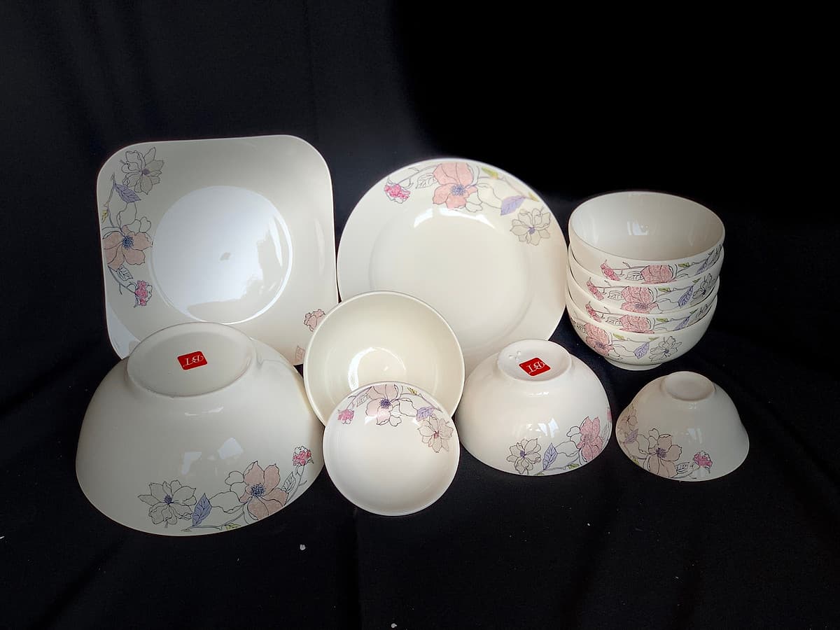 Bộ đồ ăn gốm sứ cao cấp 11 món :bát, đĩa, tô, chén  gốm sứ  