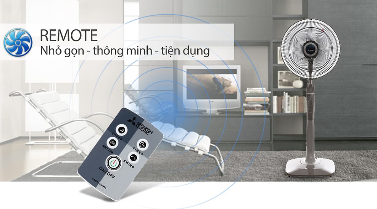 Quạt Đứng cao cấp MITSUBISHI LV16-RV CY-RD  48W, cánh 40cm, có điều chỉnh độ cao Made in Thailand HÀNG CHÍNH HÃNG 