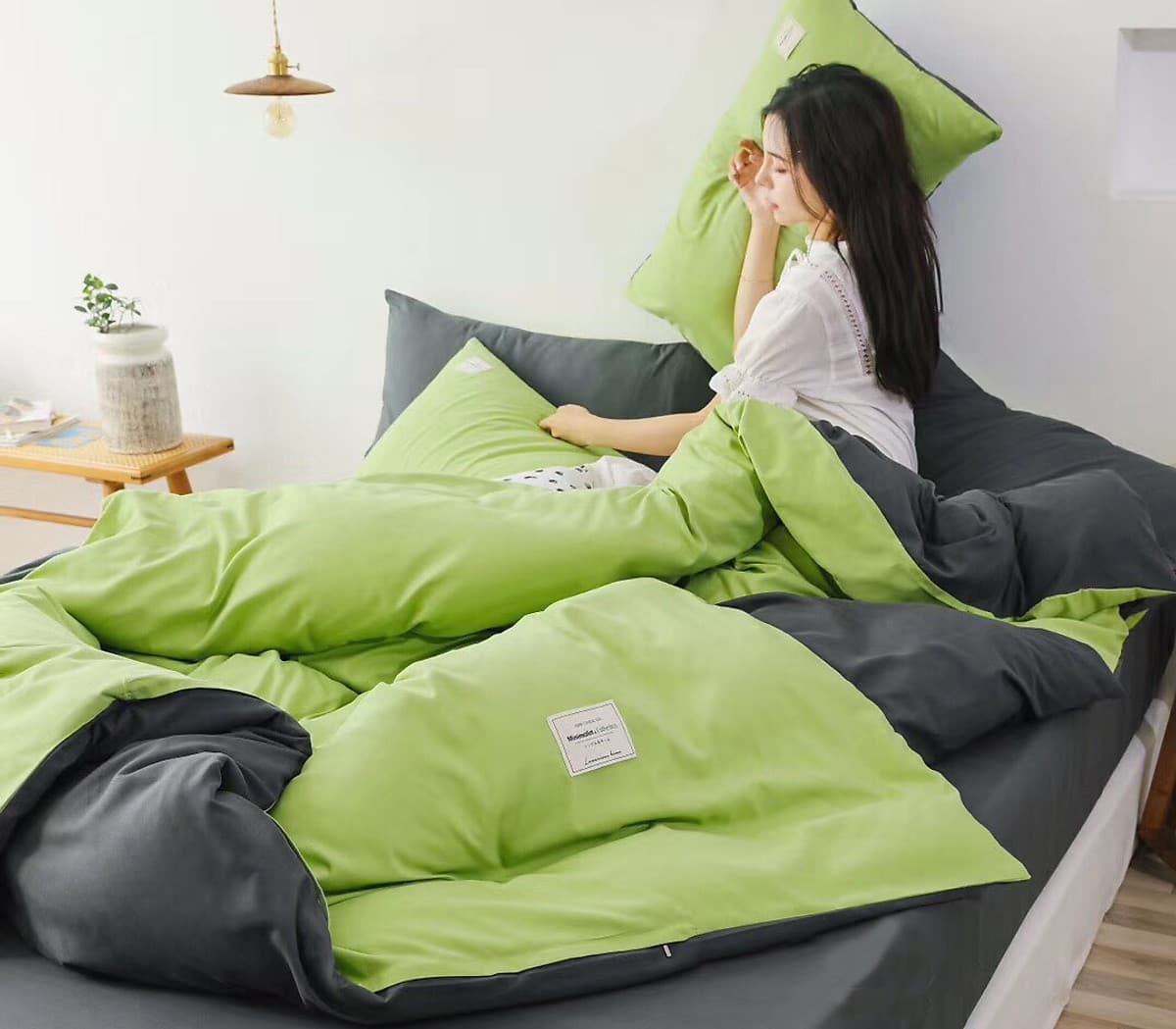 Bộ 4 món chăn ga gối cotton Tici cao cấp TC45 hàng đẹp (set gồm 1 ga, 1 chăn có khóa lồng được ruột, 2 vỏ gối)