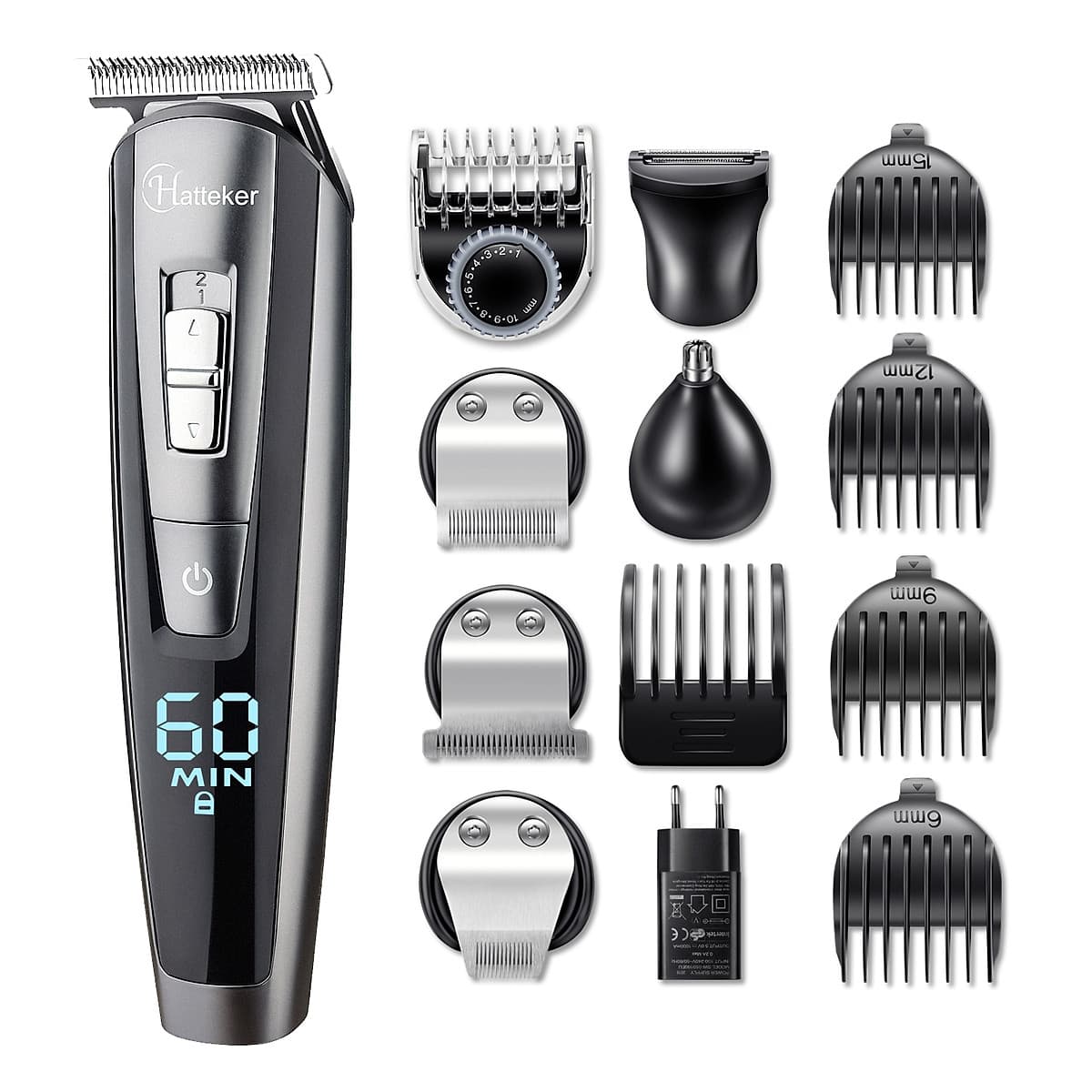 HATTEKER professional hair trimmer waterproof 5 in1hair clipper electric hair cutting machine beard trimer men haircut