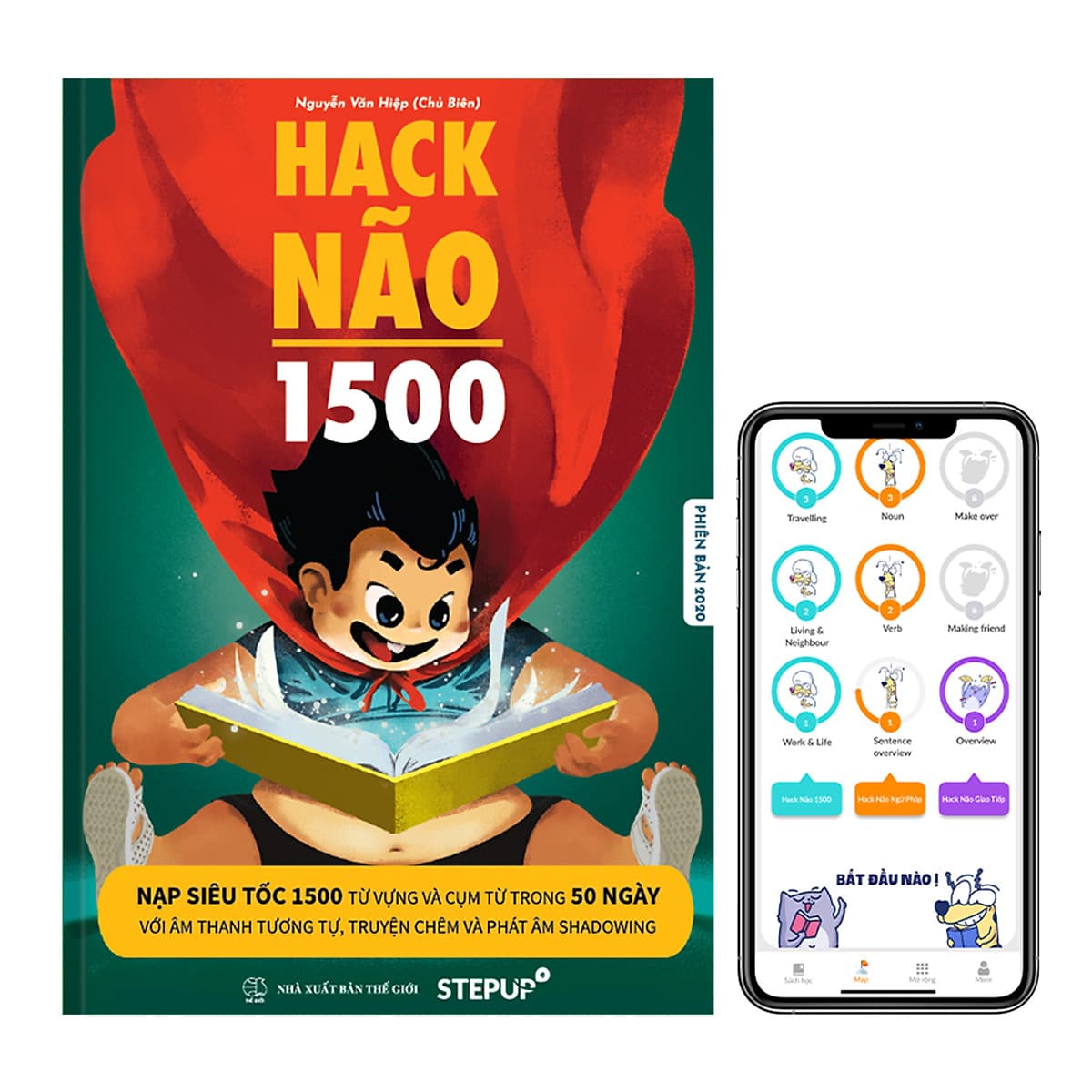 Combo 2 sách Hack Não 1500 + Hack Não Ngữ Pháp - Tặng App học phát âm và ngữ pháp, làm chủ từ vựng và nắm chắc ngữ pháp tiếng Anh chỉ sau 2 tháng