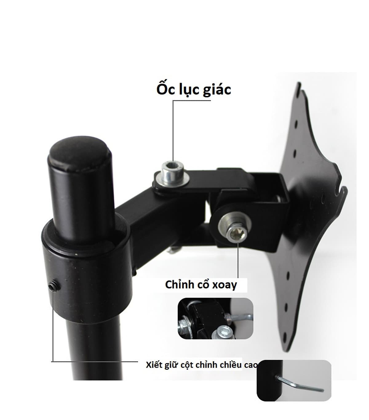 Giá treo màn hình xoay 360 độ - Chân đứng - Tay dài 23 cm, kẹp bàn, hàng nhập khẩu