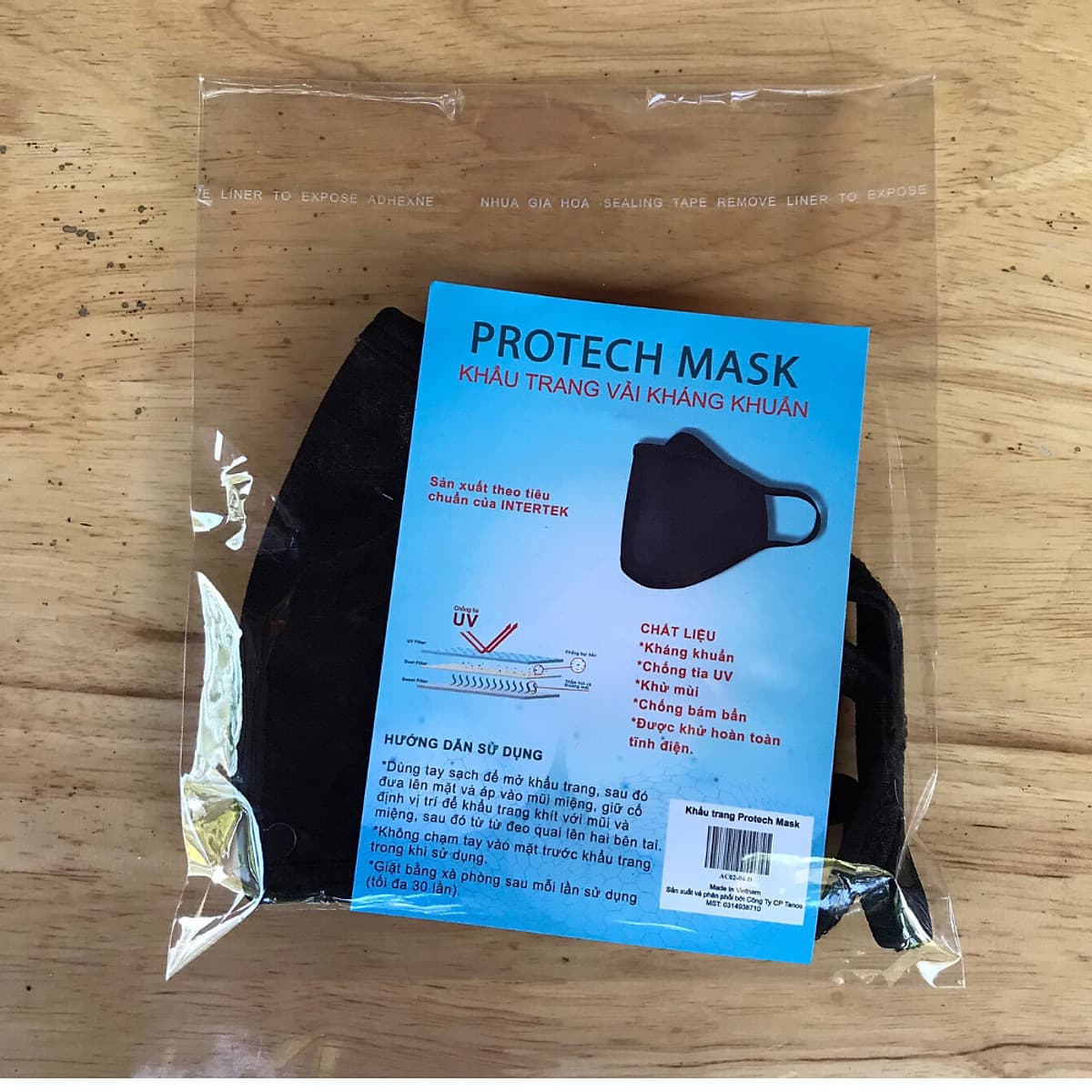 Khẩu trang vải  kháng khuẩn 3 lớp cao cấp chống tia UV bức xạ mặt trời PROTECH MASK - Kháng khuẩn tiêu chuẩn Châu Âu InterTek có thể giặt 30 lần vẫn giữ tính năng kháng khuẩn