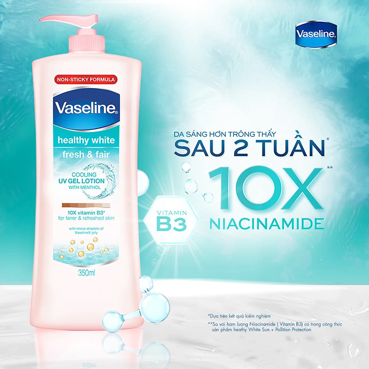 Gel Dưỡng Thể Dịu Mát Trắng Da Vaseline Fresh & Fair 350ml