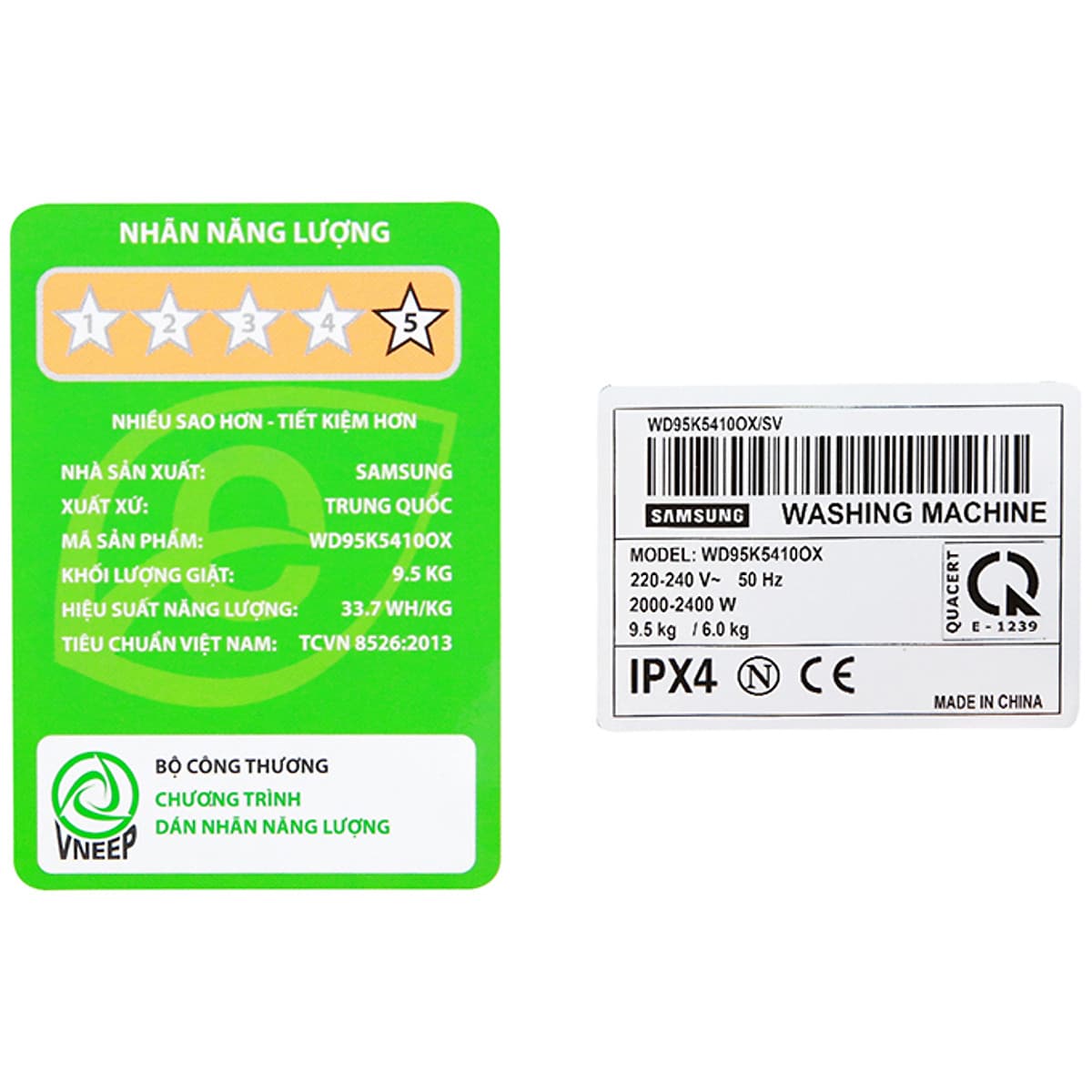 Máy Giặt Sấy Cửa Trước Inverter Samsung WD95K5410OX/SV (9.5kg/6kg) - Hàng Chính Hãng - Chỉ Giao tại Hà Nội