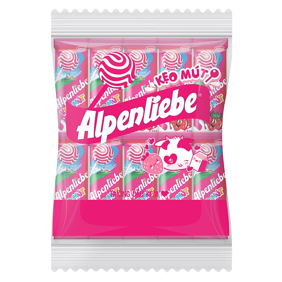 Kẹo Mút Alpenliebe Hương Dâu Kem (Gói 40 Que)