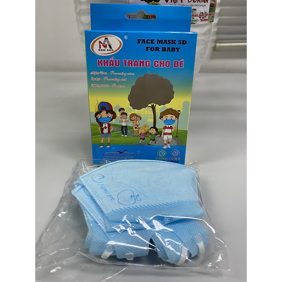 Khẩu Trang Y Tế 5D Trẻ Em Nam Anh - Hộp 10 cái
