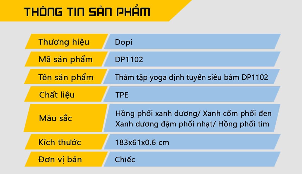 Thảm tập yoga định tuyến cao cấp DOPI DP1102-2 Chất liệu TPE siêu bám