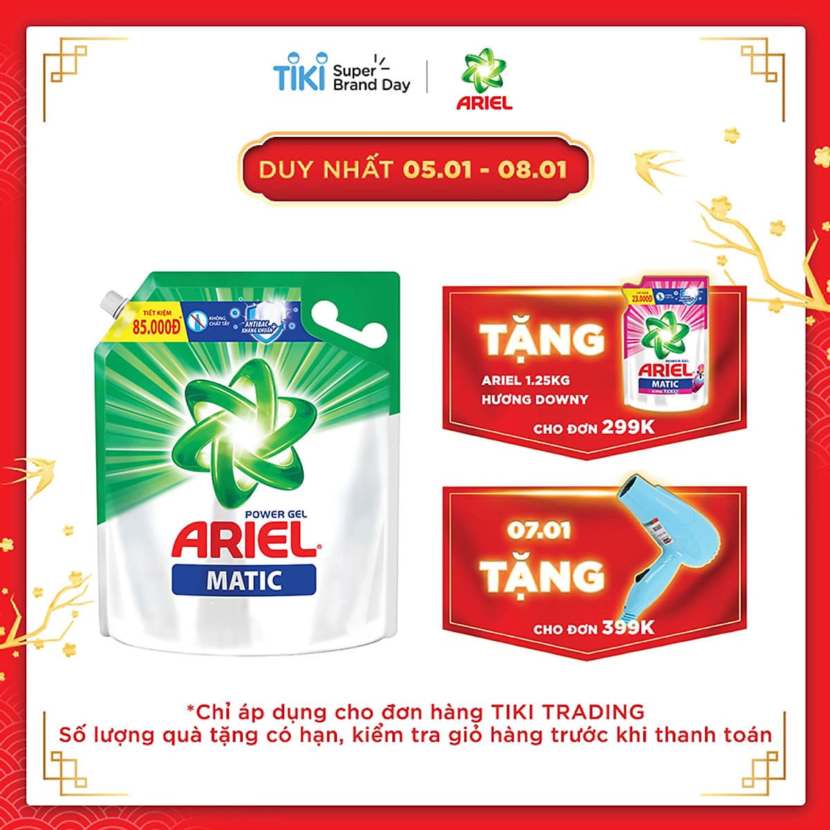 Nước Giặt Ariel Đậm Đặc Dạng Túi 3.6kg