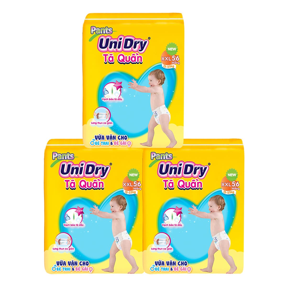 Combo 3 Tã Quần Unidry Ultra Jumbo XXL56 (56 Miếng)