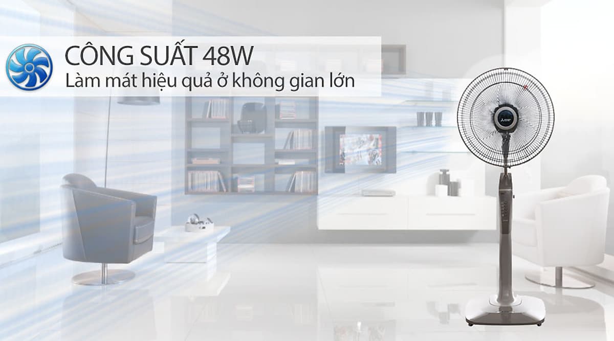 Quạt Đứng cao cấp MITSUBISHI LV16-RV CY-RD  48W, cánh 40cm, có điều chỉnh độ cao Made in Thailand HÀNG CHÍNH HÃNG 