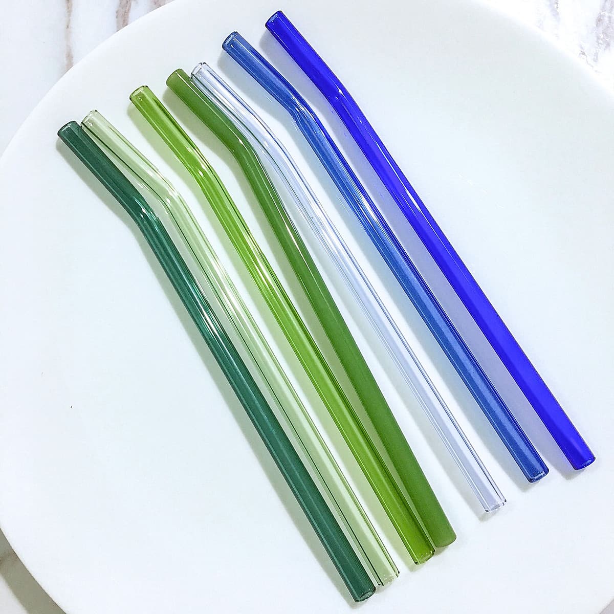 Ống Hút Thủy Tinh Lẻ Thẳng/Cong - Nhiều Màu - 20cm x 0.8cm