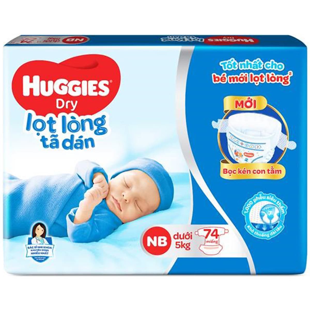 Combo 3 Gói Tã Dán Sơ Sinh Huggies NB74 (Dưới 5kg) - Gói 74 Miếng 