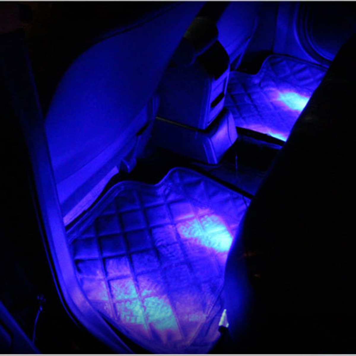 Bộ 4 Đèn Led Gầm Ghế Trang Trí Nội Thất Ô Tô Màu Xanh Dương