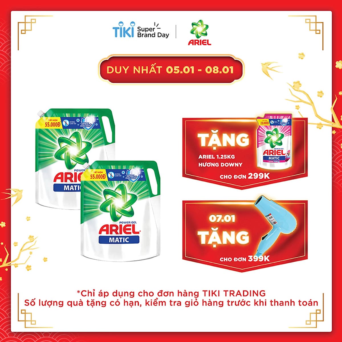 Combo 2 Túi Nước Giặt Ariel Matic Đậm Đặc (2.3kg/ Túi)