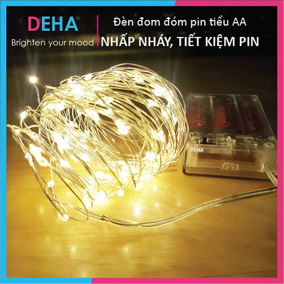 Đèn đom đóm dùng pin tiểu DEHA dây led cao cấp trang trí phòng, cắm trại.