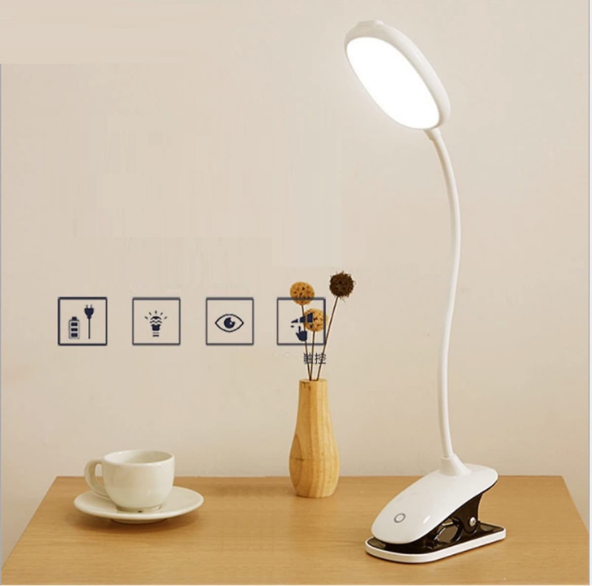 Đèn bàn chống cận thương hiệu Smiling Shark không dây, sạc USB, thân đèn linh hoạt 360 độ, có thể kẹp vào bàn hay giá sách, bảo vệ mắt khi học bài, đọc sách, làm việc máy tính kéo dài - hàng chính hãng