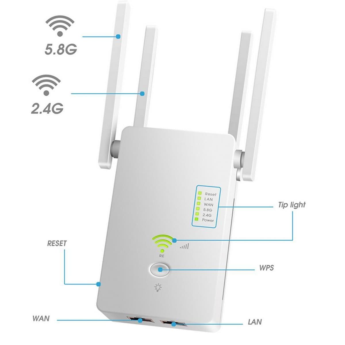 1200Mbps Wifi Repeater 802.11 AP Router Extender Signal Booster Range
