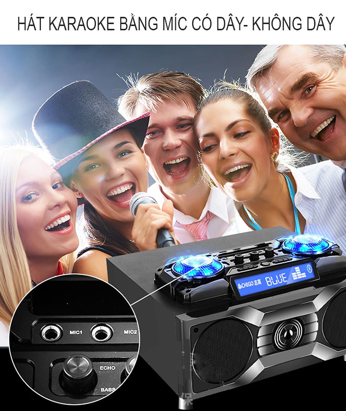 Loa karaoke gồm 2 micro không dây kết nối bluetooth D221 ( hàng nhập khẩu ) tặng 1 bộ chuyển đổi cáp quang