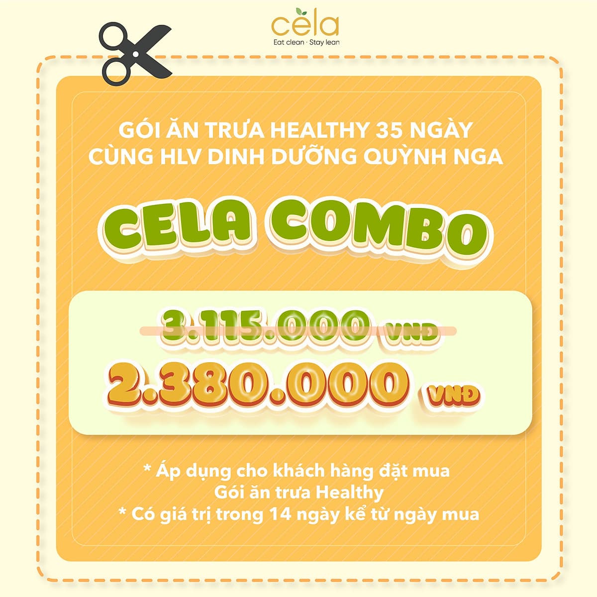 Combo 35 suất ưu đãi của chuỗi cửa hàng celadetox chuyên đồ ăn healthy được thiết kế bởi huấn luyện viên dinh dưỡng 