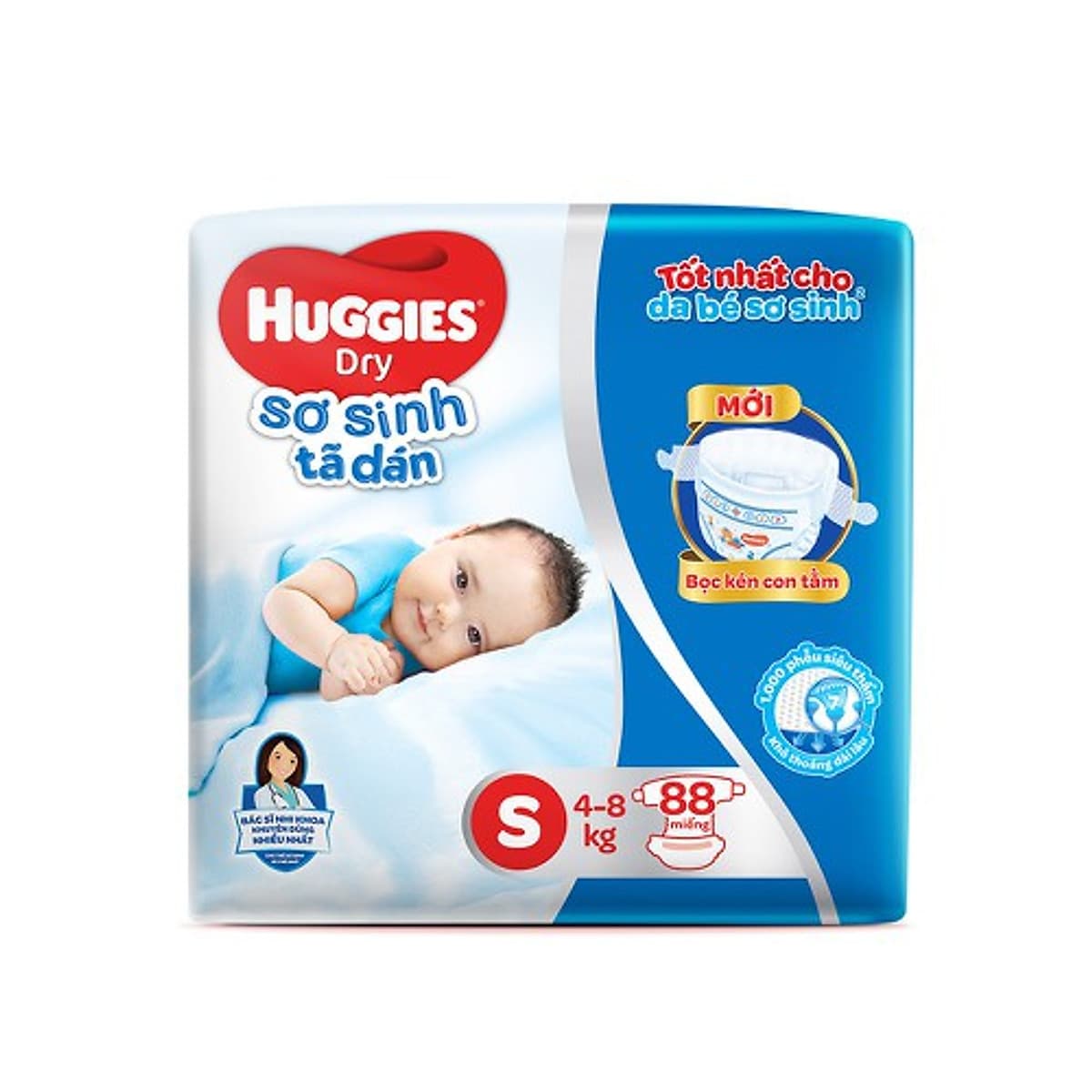 Tã dán sơ sinh Huggies mới (5kg-8kg) - Gói 88 miếng