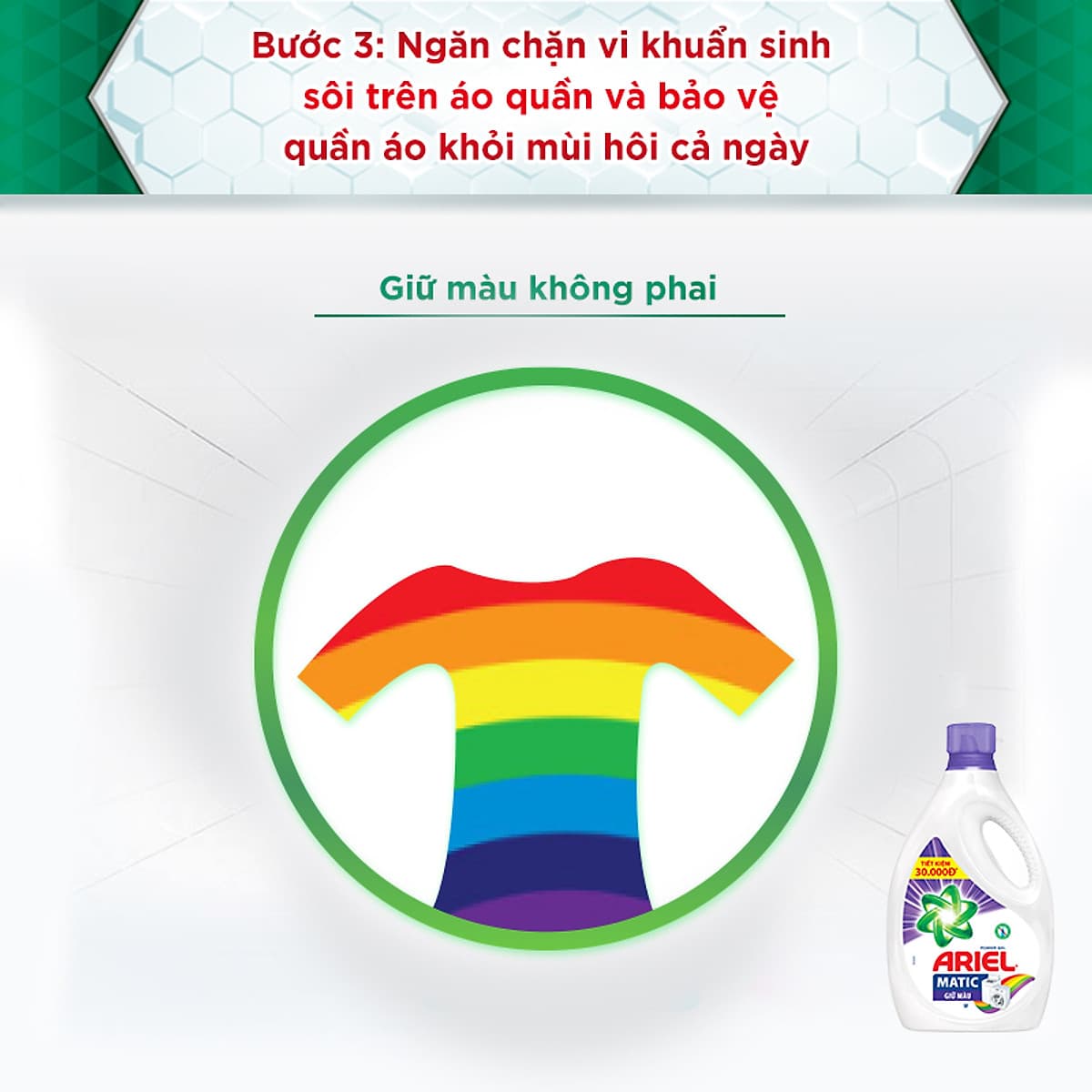 Nước Giặt Ariel Giữ Màu Túi 3.2kg - Công nghệ 3D Làm sạch sâu - Giữ màu không phai