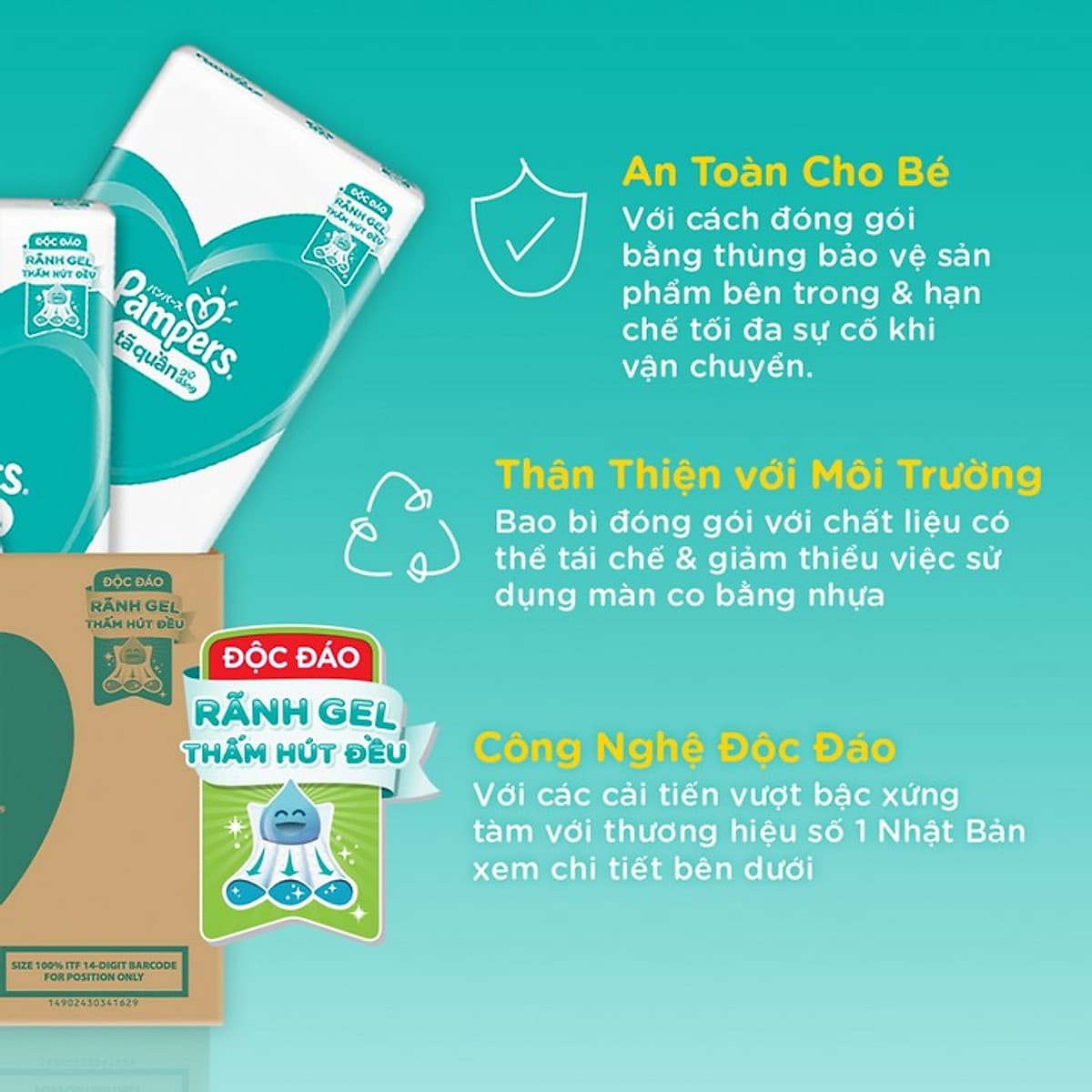 Tã Quần Pampers Giữ Dáng MegaBox M180 (Size M-180 Miếng)