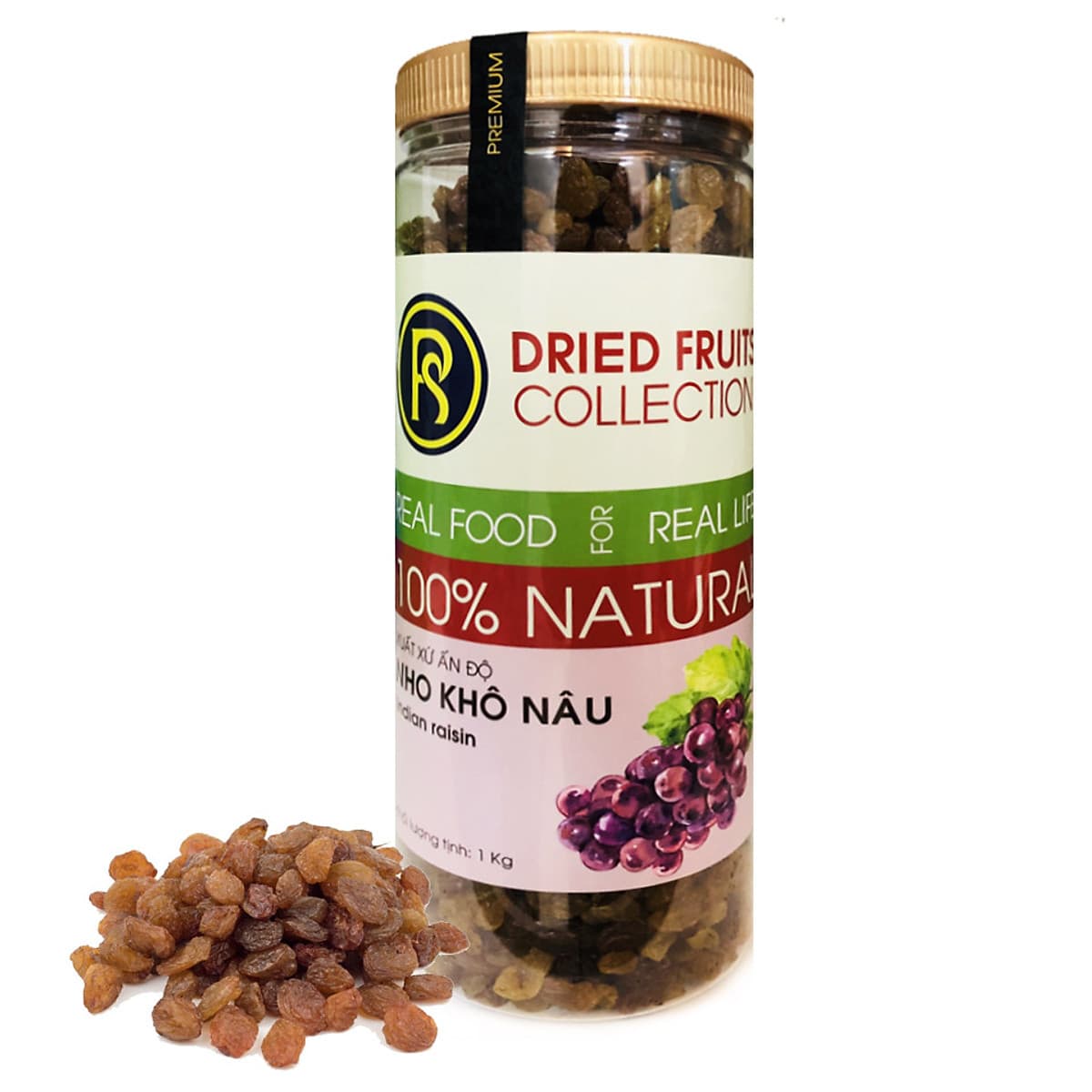 Hũ Nho Khô Nâu REAL FOOD STORE (1kg)