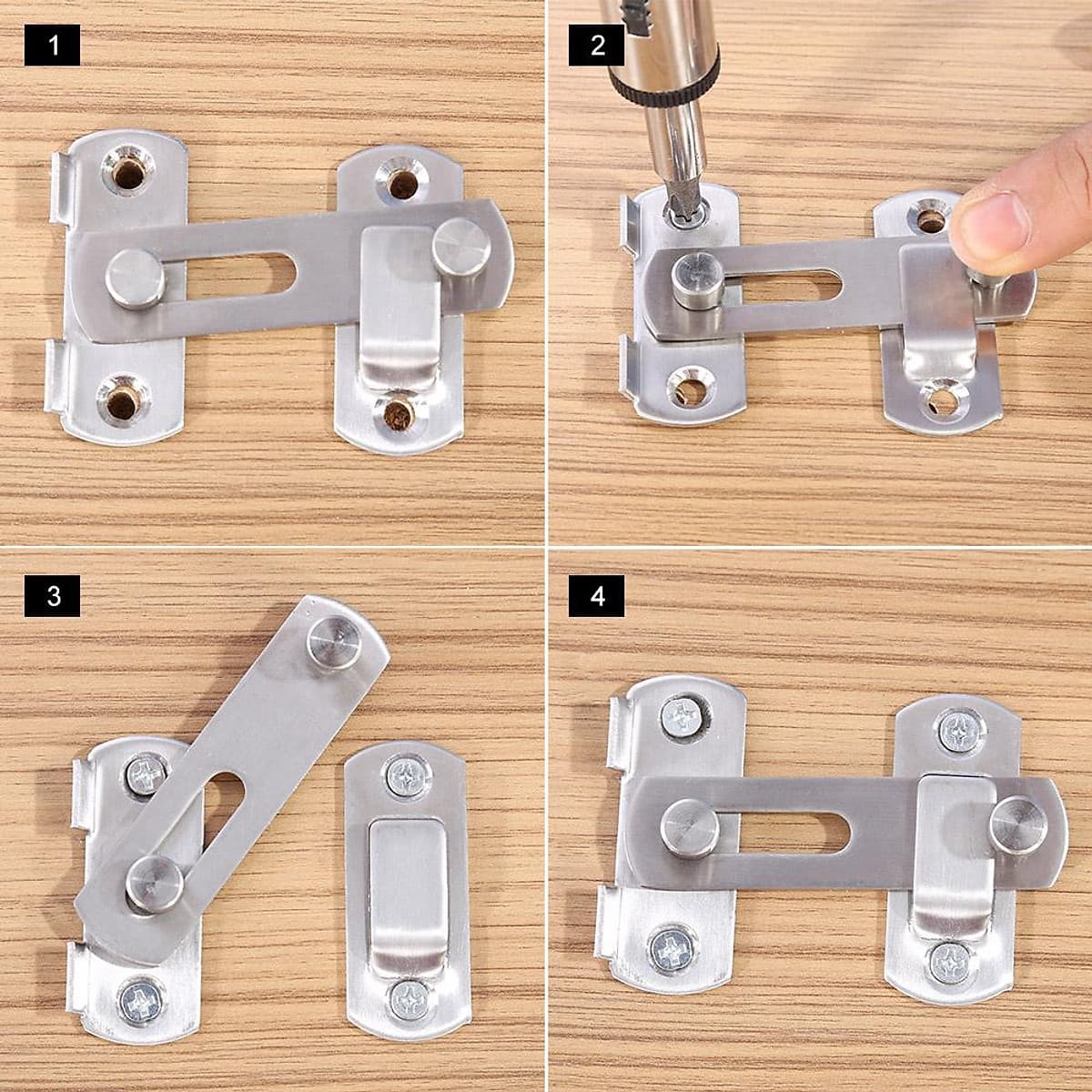 Chốt khóa cài cửa an toàn chất liệu thép không gỉ cao cấp tiện dụng  (7x5cm)