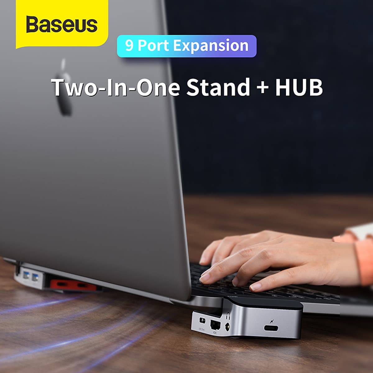 Bộ chuyển đổi Hub đa chức năng BASEUS Armor Age Type-C 9 cổng  (USB3.0 * 3 + HDMI * 1 + RJ45 * 1 + Loại-C * 3 + 3.5 Âm thanh) - Hàng chính hãng
