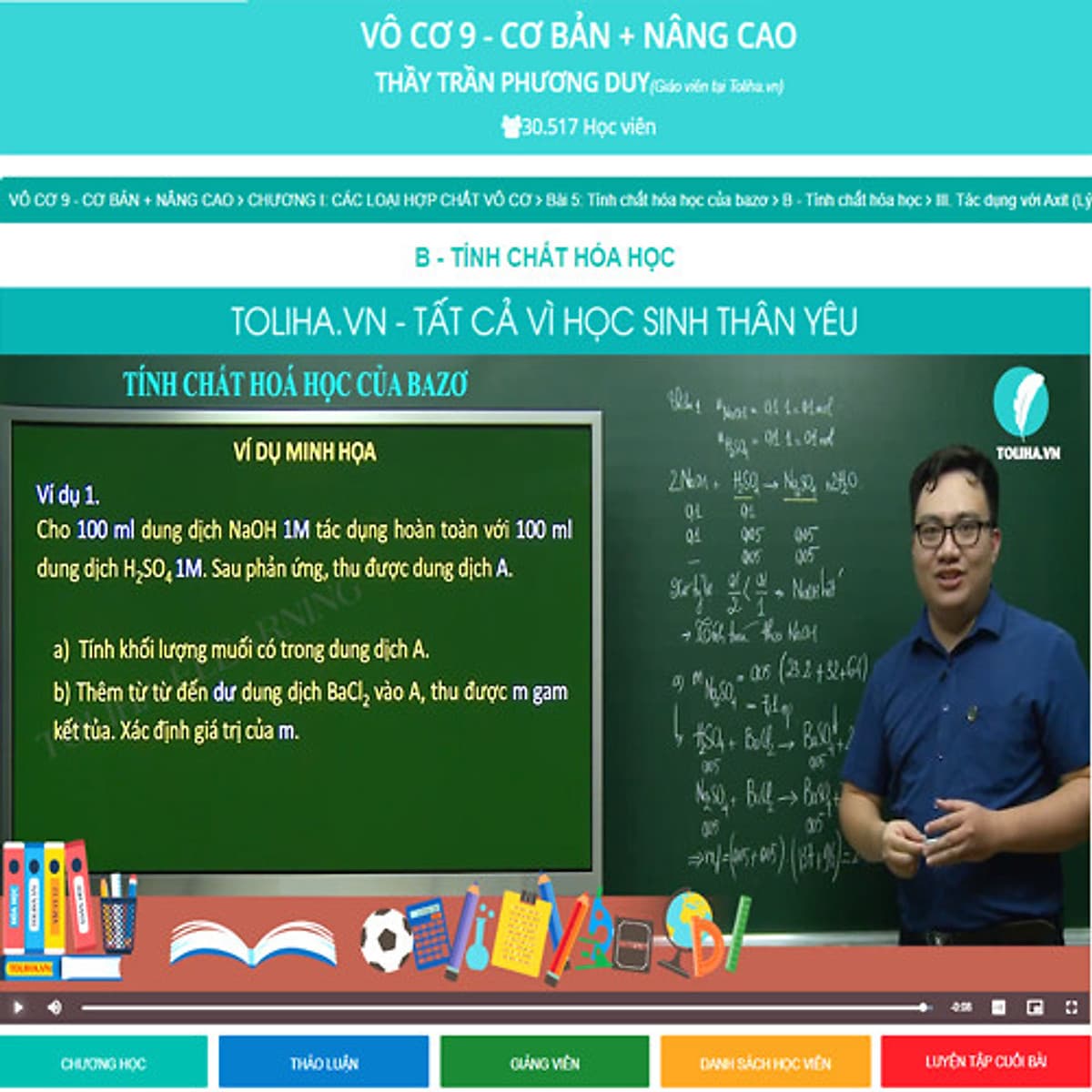 Khóa học HÓA VÔ CƠ 9 - CƠ BẢN + NÂNG CAO thầy Trần Phương Duy- 06 tháng