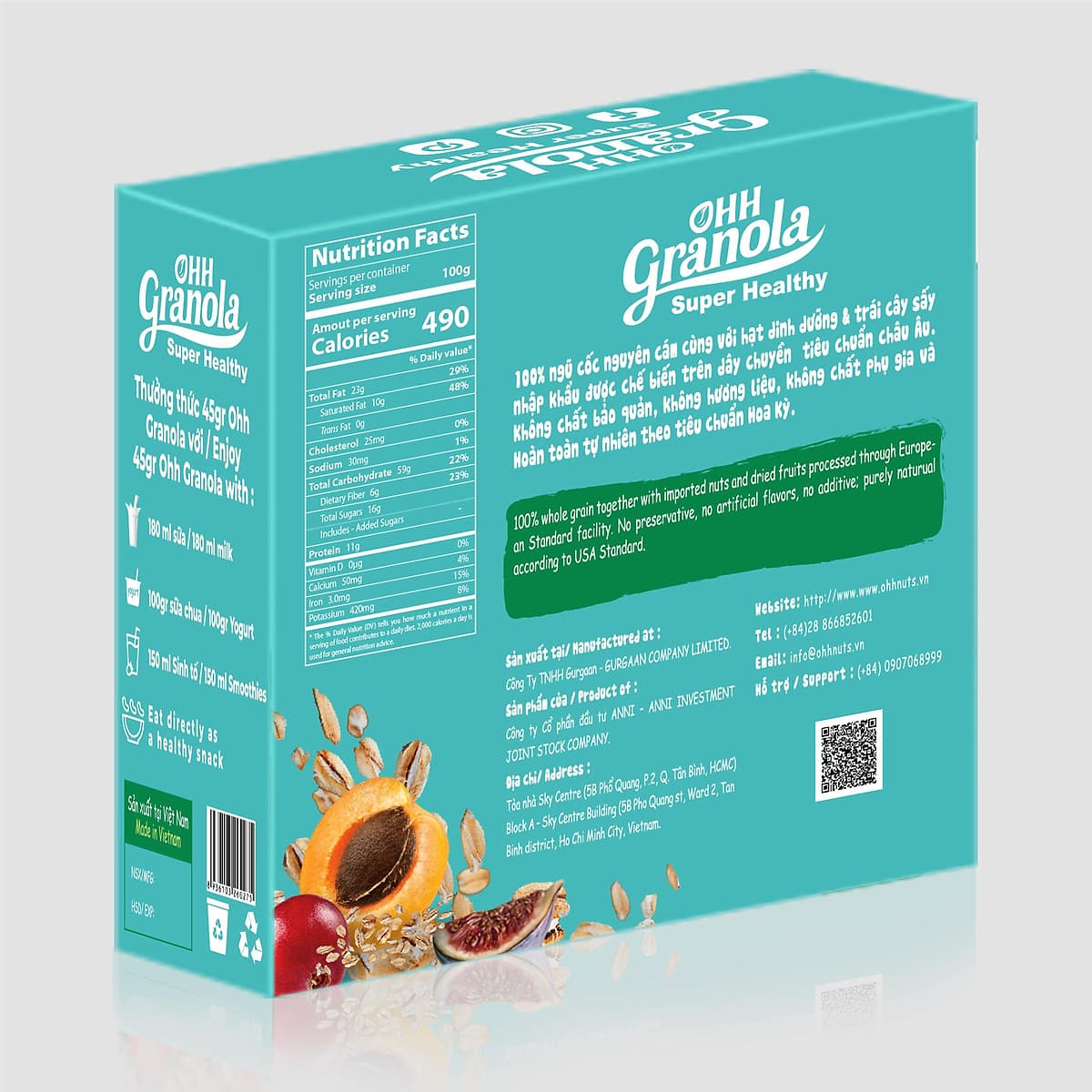 Quà Tặng Tết 2021 Ngũ Cốc Giảm Cân - Trái Cây Sấy - Ăn Sáng -  Dòng Super Healthy (Ohh Granola) 250g, Tiêu Chuẩn FDA - Hoa Kỳ 