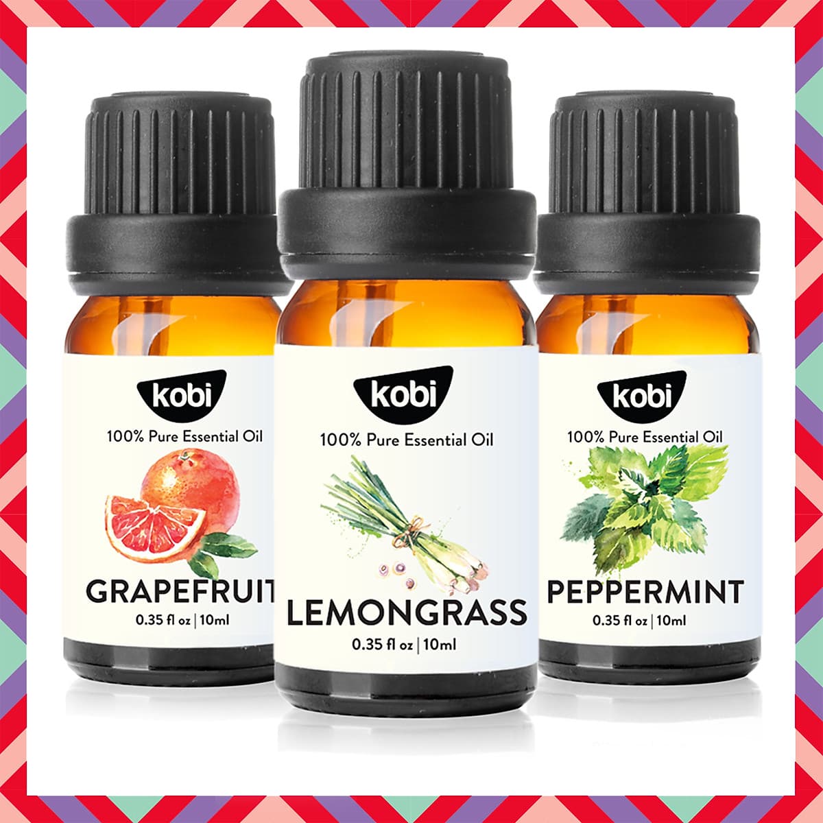Tinh Dầu Xông Phòng Sả Chanh Kobi (10ml) + Tinh Dầu Bưởi Hồng Kobi (10ml) + Tinh Dầu Bạc Hà Kobi (10ml) Nguyên Chất Giúp Kháng Khuẩn, Khử Mùi, Giảm Stress Hiệu Quả - Tinh Dầu Thiên Nhiên