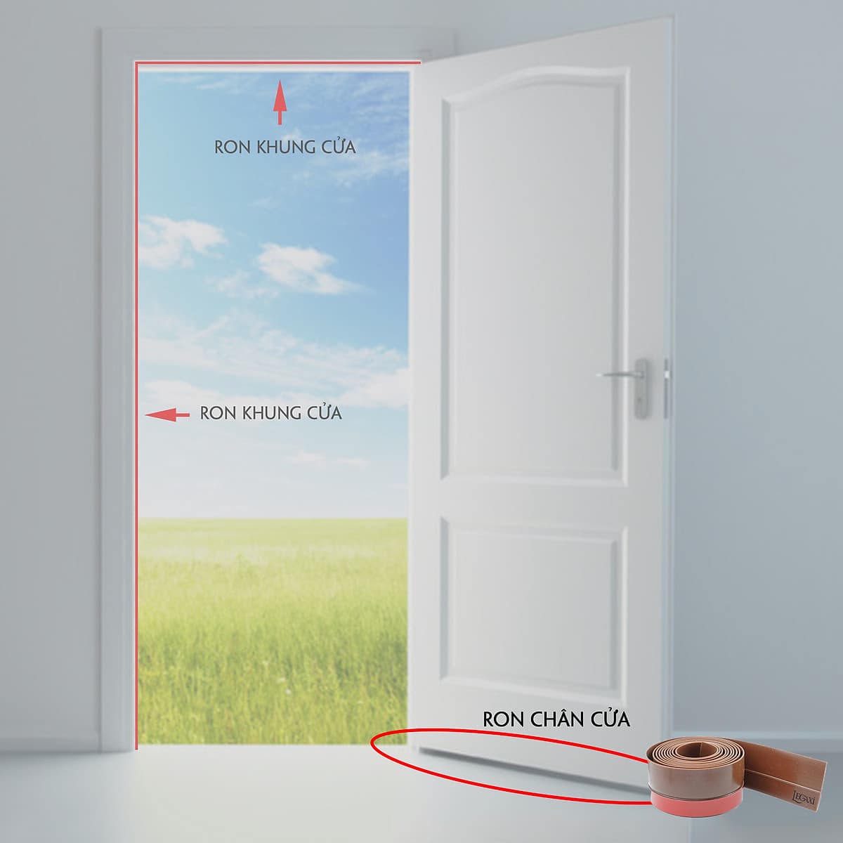 Ron Dán Chân Cửa Legaxi Keo Đỏ Cải Tiến Ngăn Bụi và Côn Trùng 25 35 45 60 110mm 