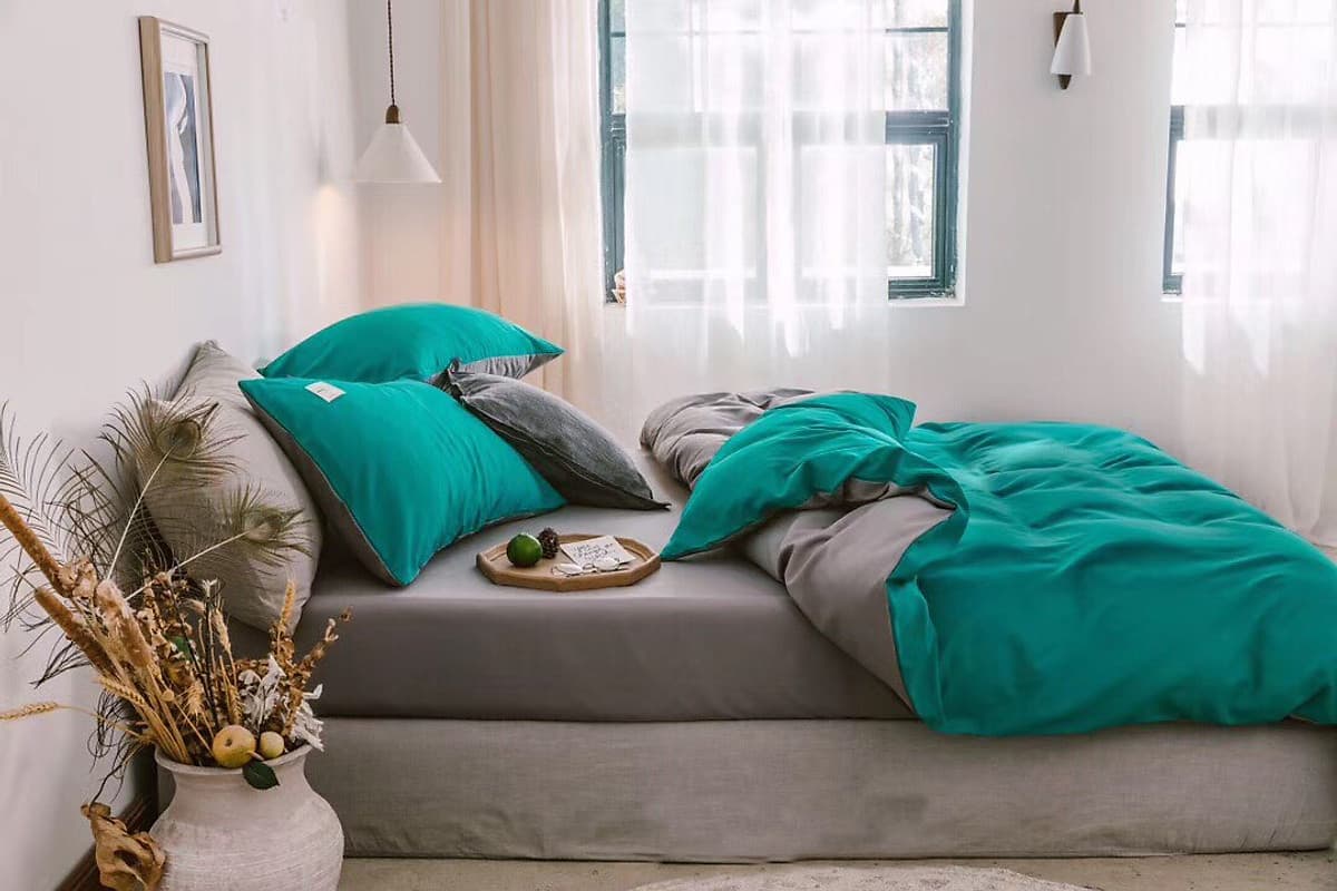 Bộ 4 món chăn ga gối cotton Tici cao cấp TC45 hàng đẹp (set gồm 1 ga, 1 chăn có khóa lồng được ruột, 2 vỏ gối)