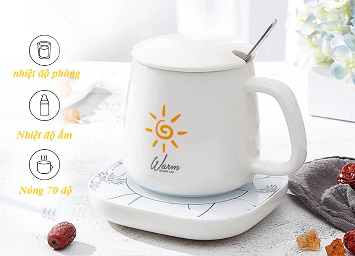 Ly uống nước cafe giữ nóng nhiệt độ, ly đun nước văn phòng, cốc gia nhiệt giữ nóng