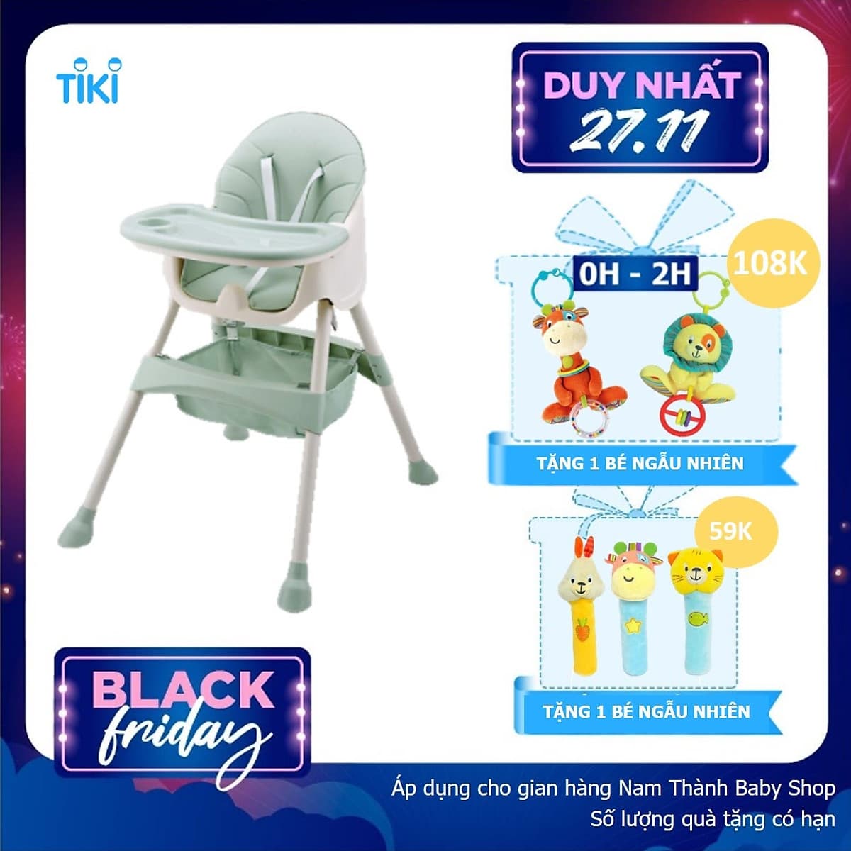 Ghế tập ăn dặm ăn bột đa năng cao cấp thiết kế Hàn Quốc 3 nấc điều chỉnh độ cao