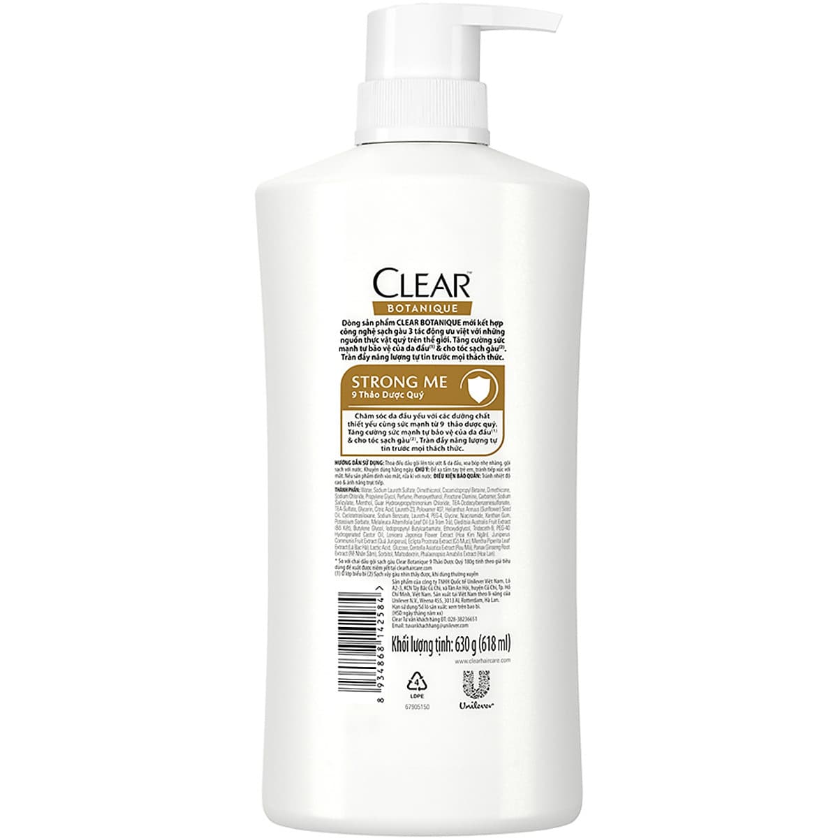Dầu Gội Sạch Gàu Clear Botanique 9 Thảo Dược Quý (630g)
