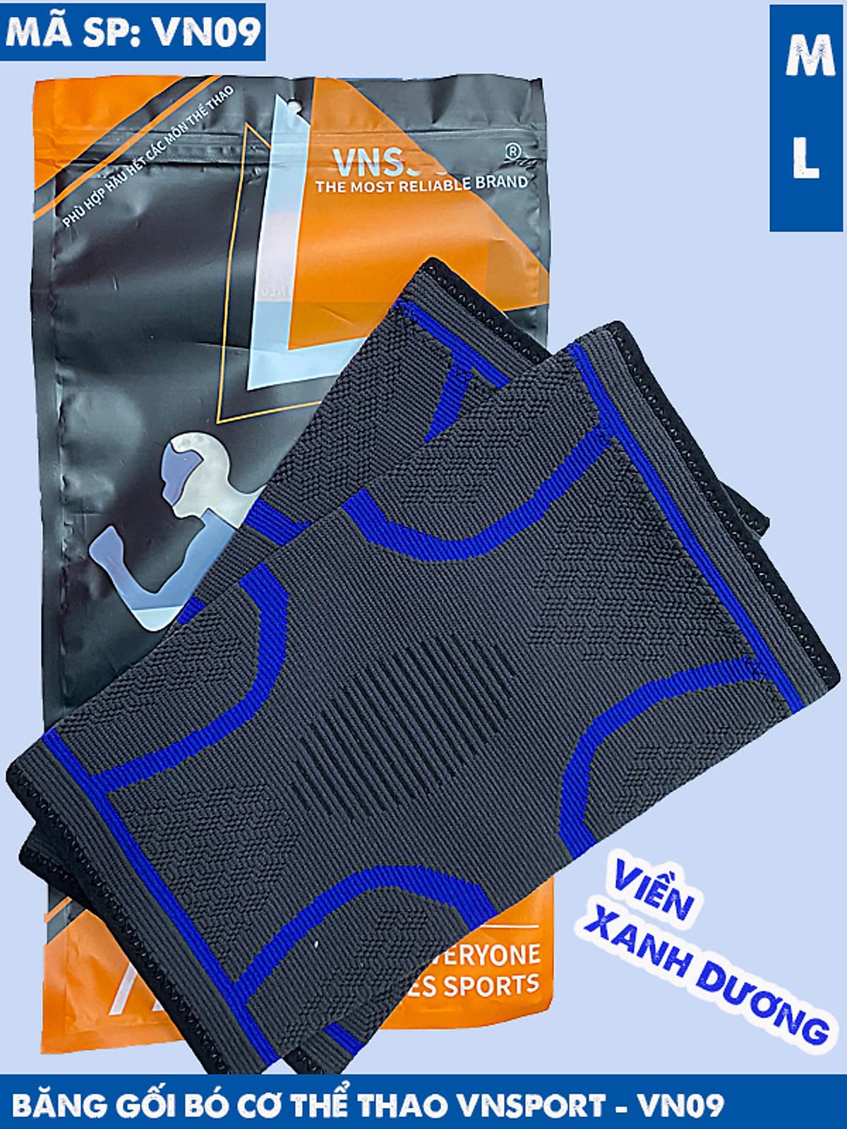 Băng Bảo Vệ Đầu Gối Bó Cơ VN09, Băng Gối Thể Thao Cao Cấp VNS ( 1 Cặp )