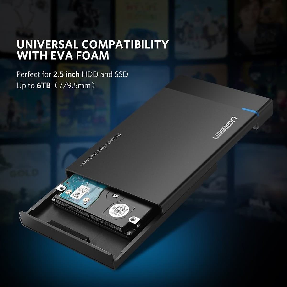 Hộp Đựng ổ cứng (HDD Box) 2,5 inch chuẩn kết nối USB 3.0 vỏ nhựa ABS cao cấp Ugreen 30847 - Hàng Chính Hãng