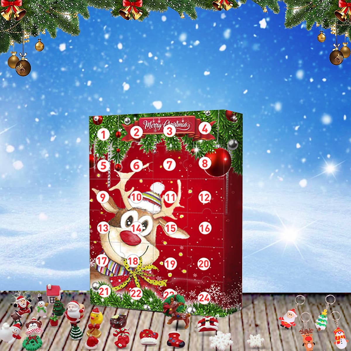 Christmas Elk Advent Calendar 2020 With 24 Little Doors Mystery Gift for Kids Children Fun Surprise