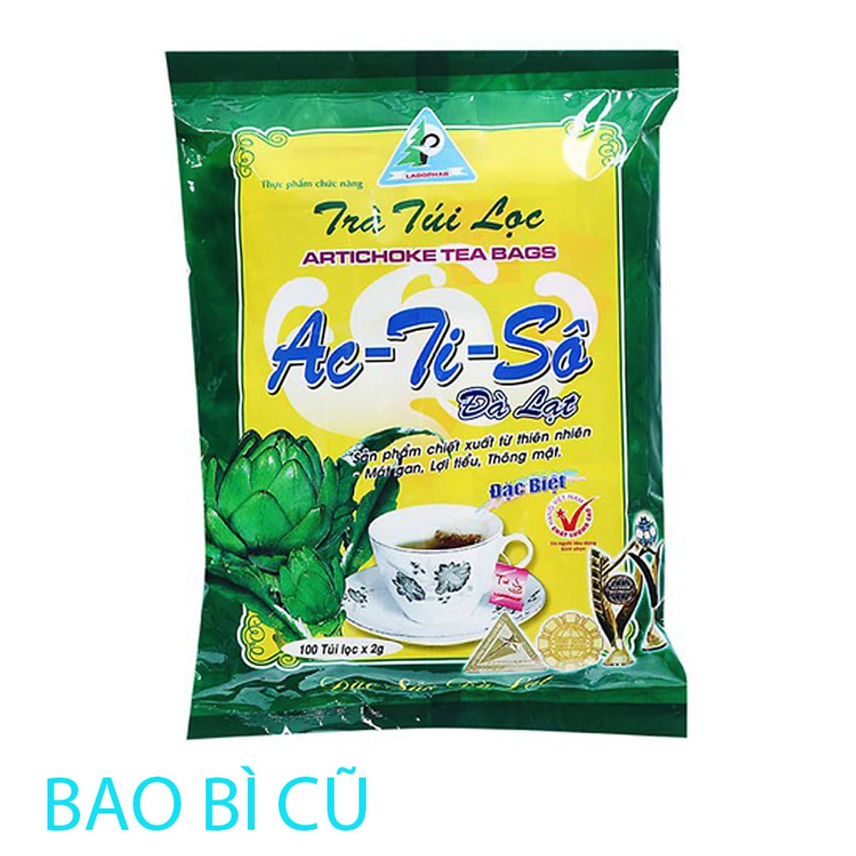 Trà atiso Ladophar gói 100 túi lọc tặng 2 túi trà actiso Premium Ladophar giúp mát gan thông mật lợi tiểu