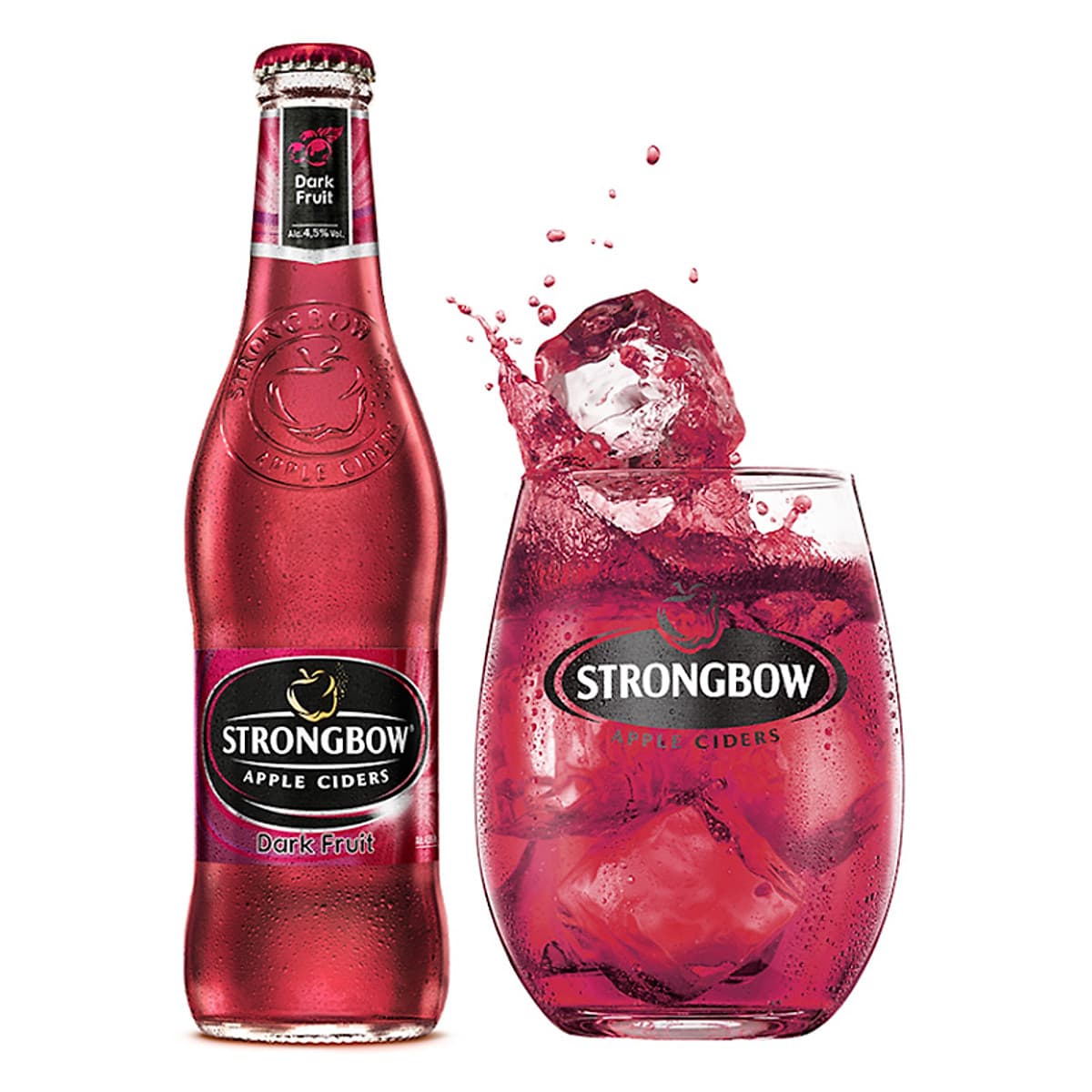 Thùng 24 Chai Nước Táo Lên Men Strongbow Dark Fruit - Vị dâu đen (330ml x24 Chai)