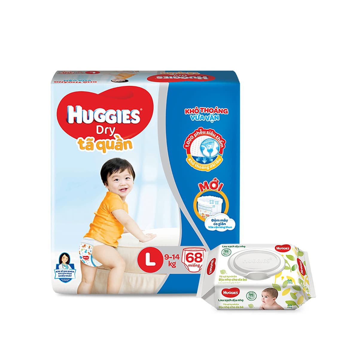 Tã quần Huggies Super Jumbo M74 - L68 - XL62 - XXL56 [Tặng khăn ướt 64 tờ] 