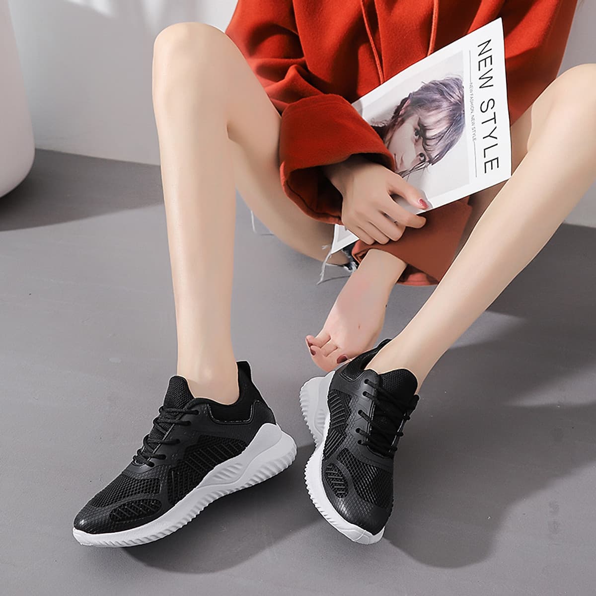 Giày thể thao Giày đi bộ Nữ huấn luyện viên nhẹ Knit mềm