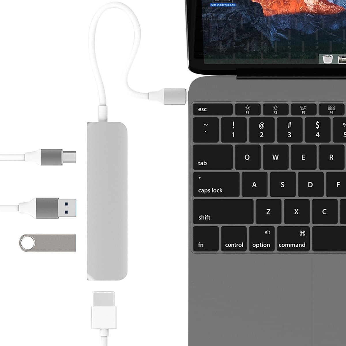 Cổng Chuyển HyperDrive USB-C Hub With 4K HDMI Support For MacBook Pro 2016 / 2017, MacBook 12" - Hàng Chính Hãng