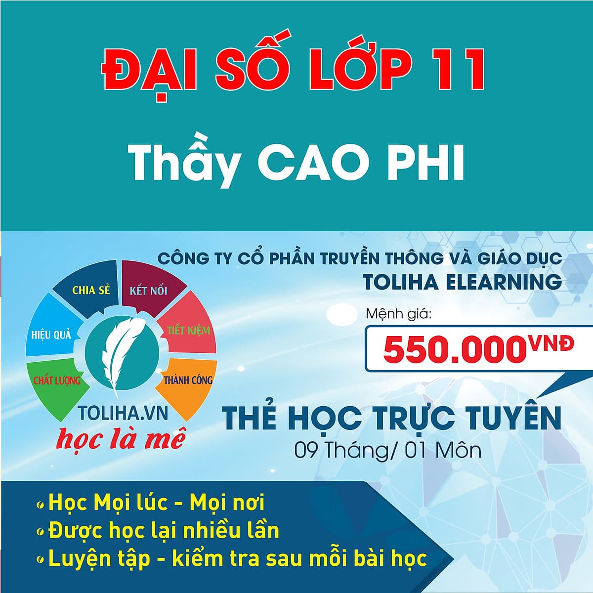 Khóa học ĐẠI SỐ 11 - CƠ BẢN + NÂNG CAO thầy Cao Phi - 09 tháng