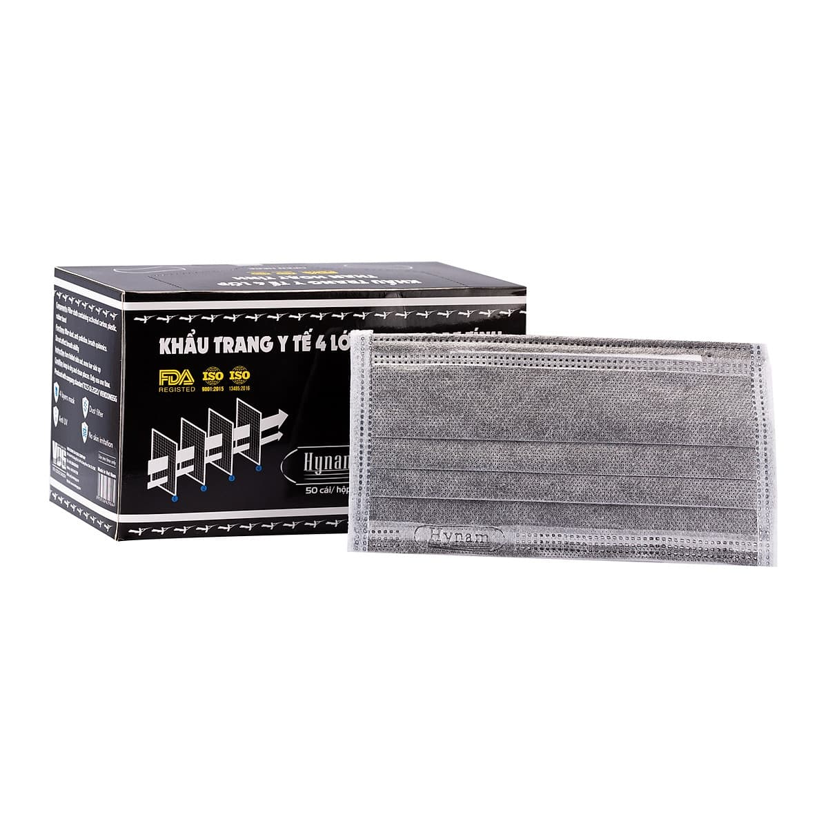Khẩu trang y tế 4 lớp Hynam - Than hoạt tính - (50 cái/ hộp)